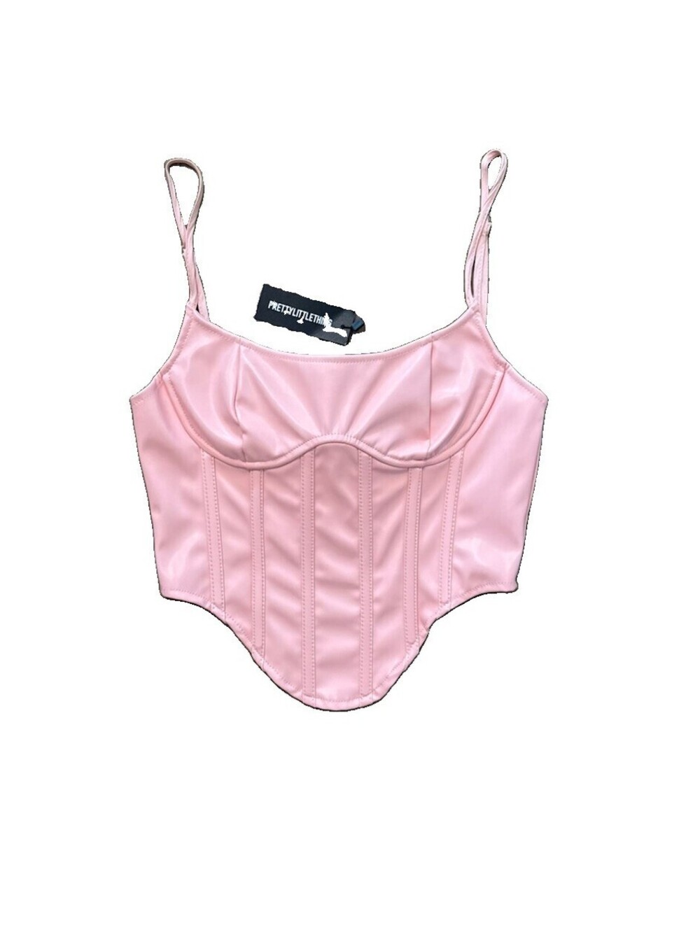 Corset Top | Women’s | PrettyLittleThing | Petite | 4 | Pink Faux Leather | NWT